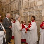 HRH Duke of Gloucester visit Gloucester Cathedral for evensong with choristers from The King's School Gloucester
